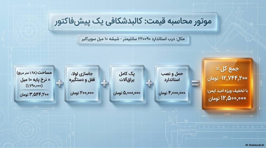 محاسبه قیمت شیشه سکوریت